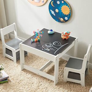 kids table and chair set, 3 in 1 wooden activity table with storage drawer for toddlers drawing, reading, crafts, play, 2 in 1 detachable tabletop table and chair set for home, nursery, playroom