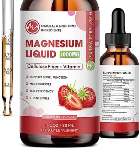 (2 pack) magnesium glycinate supplement,magnesium liquid drops with magnesium glycinate 500mg fiber 500mg bromelain vitamin b,c,d - promotes nerve, bowel, relaxation function