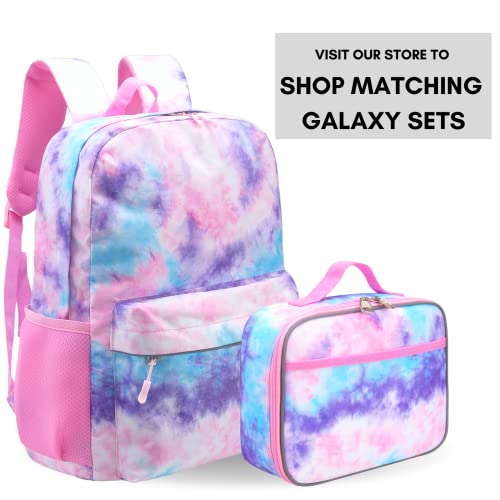 Fenrici Tie Dye Lunch Box for Girls, Girl's Lunch Box, Soft Sided Compartments, Spacious Girl's Lunch Bag for School, BPA Free, Food Safe,10.8in x 8.5in x 2.8in, Tie Dye, Pastel, Pink