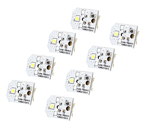 Follde WR55X11132 WR55X25754 Refrigerator LED Light Board, Compatible for GE Refrigerator LED Light Bulb, for GE Refrigerator LED Light Module Replace WR55X30602 WR55X26486 PS4704284 (Set of 8)