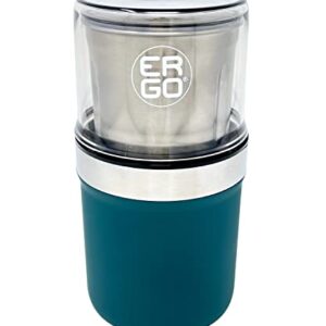 ERGO Herb Grinder - Electric. Large Capacity with Removable (washable) Stainless Cup and Airtight Lid. For Herbs and Spices. Pollen Brush included