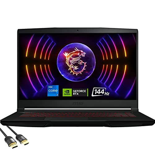 MSI GF63 Thin Gaming Laptop, 15.6" FHD IPS 144Hz, 12th Gen Intel 10-Core i7-12650H, Geforce RTX 4050, 64GB DDR4, 2TB PCIe SSD+2TB HDD, Backlit, RJ45, USB-C, WiFi 6, Win 11, Free HDMI 2.1 Cable