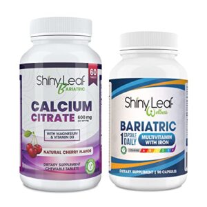 bariatric multivitamin with iron once-a-day and cherry chewable calcium citrate for post bariatric surgery including gastric bypass and sleeve (3 months)