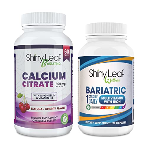 Bariatric Multivitamin with Iron Once-a-Day and Cherry Chewable Calcium Citrate for Post Bariatric Surgery Including Gastric Bypass and Sleeve (3 Months)