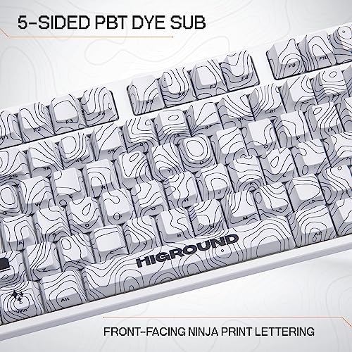 Higround Topograph PBT Dye Sub Keycaps - for Mechanical Keyboards, Full 123 Key Set, OEM Profile, ANSI ISO Support, US Layout (SNOWSTONE)