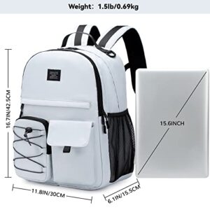 Lohol Casual Backpack for Teen Boys and Girls, Anti Theft Daypack with 15 Inch Laptop Compartment for Travel School (Grey)