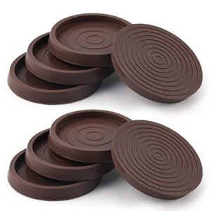 8pcs non slip furniture pads, 2.5inch/6.4cm round furniture coasters bed stoppers rubber furniture feet silicone chair leg protectors for bed, cabinet, sofa, chair, table, piano (brown)