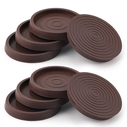 8PCS Non Slip Furniture Pads, 2.5inch/6.4cm Round Furniture Coasters Bed Stoppers Rubber Furniture Feet Silicone Chair Leg Protectors for Bed, Cabinet, Sofa, Chair, Table, Piano (Brown)