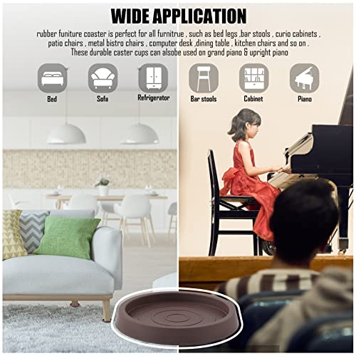 8PCS Non Slip Furniture Pads, 2.5inch/6.4cm Round Furniture Coasters Bed Stoppers Rubber Furniture Feet Silicone Chair Leg Protectors for Bed, Cabinet, Sofa, Chair, Table, Piano (Brown)