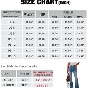 Koinshha Womens High Waisted Jeans Boyfriend Stretch Flare Casual Bootcut Denim Pants