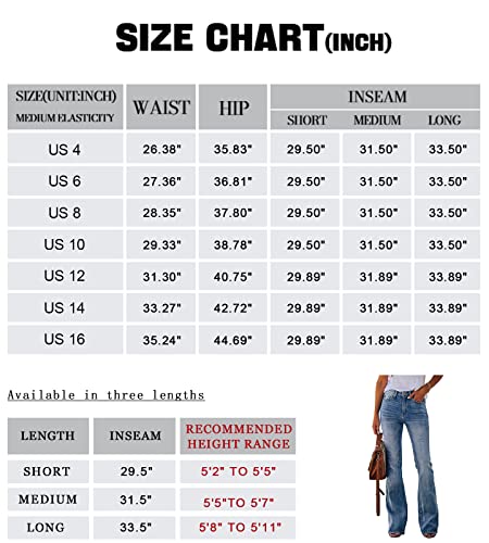 Koinshha Womens High Waisted Jeans Boyfriend Stretch Flare Casual Bootcut Denim Pants