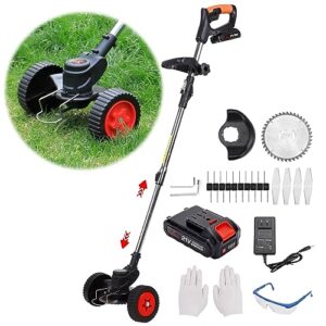 weed wacker,electric weed eater,3-in-1 cordless weed eater,wheeled lawn edger,telescopic and folding handle weed wacker battery powered,90° head adjustable edger lawn tool for yard,garden (black)