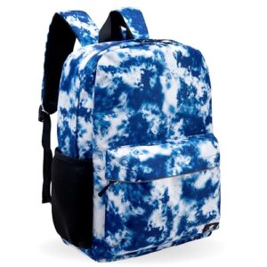 fenrici tie dye backpack for boys, kid's backpack for boys, girls, school bookbag with padded laptop compartment, blue, tie dye, 17 inch
