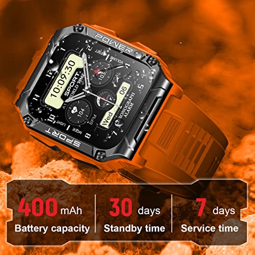 Desong Military Smart Watch,1.95" Rugged Smart Watch(Call Receive/Dial),IP68 Waterproof Activity Trackers Smartwatches,Fitness Heart Rate Sleep Monitor Sport Smartwatch for Android iOS