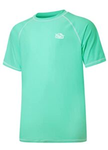 willit men's rashguard swim shirts upf 50+ sun protection shirts short sleeve spf quick dry beach shirt light green l