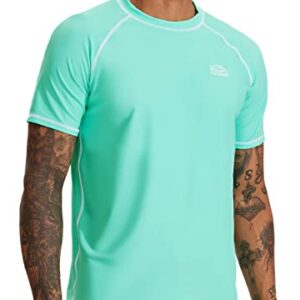 Willit Men's Rashguard Swim Shirts UPF 50+ Sun Protection Shirts Short Sleeve SPF Quick Dry Beach Shirt Light Green L