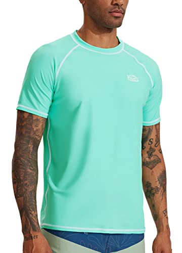 Willit Men's Rashguard Swim Shirts UPF 50+ Sun Protection Shirts Short Sleeve SPF Quick Dry Beach Shirt Light Green L