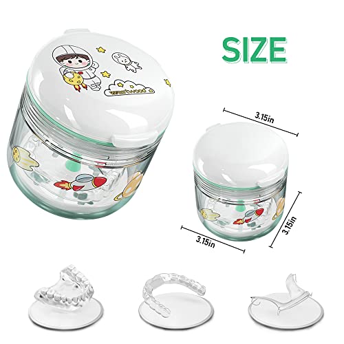 DIY pattern Denture Cup, Definitely No-Leak Denture Bath Box, Denture Case with Strainer & Mirror,Completely Clean Care for Retainer case, With braces removal tool（white）…