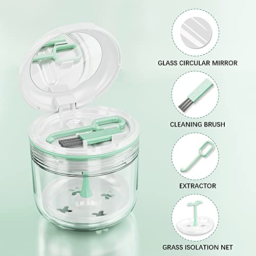 DIY pattern Denture Cup, Definitely No-Leak Denture Bath Box, Denture Case with Strainer & Mirror,Completely Clean Care for Retainer case, With braces removal tool（white）…