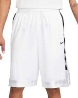 nike mens dri-fit elite basketball shorts l white/black