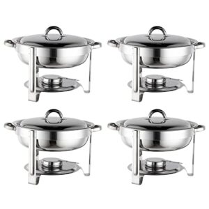 fxtnkyy chafing dish,round chafing dish buffet set,stainless steel chafers and buffet warmers set,3.5qt chafing dishes with lid & holder,food warmers for parties buffet/home party (4 pack)