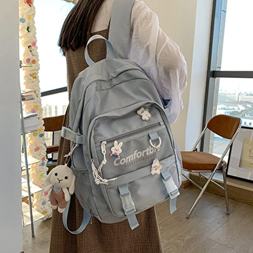 SPORTBANG School Backpack for Teens Girls Middle School Student Travel Blue Laptop Backpack Korean Cute Aesthetic Backpack (Blue)