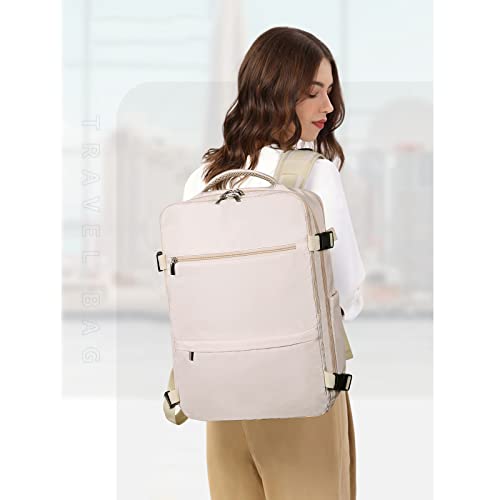 CLUCI Travel Backpack for Women, Carry On Backpack Fit for 15.6" Laptop,Airline Approved,Underseat Personal Item Travel Bag,Waterproof Daypack for Weekender Gym Apricot color