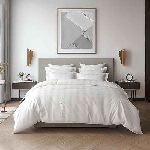 Kotton Culture 100% Egyptian Cotton 1 Piece Luxury Duvet Cover Set - 1200 Thread Count - Soft Duvet Cover with Zipper and Corner Ties - Sateen Weave California King Size White