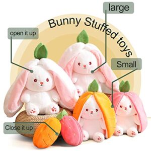 YGSDM Easter Bunny Stuffed Animal, Reversible Bunny Carrot Strawberry Pillow, Cute Squishy Rabbit Sofa Pillow Decoration Doll, Soft Plush Toy for Boys Girls (Strawberry, 7in/18cm)