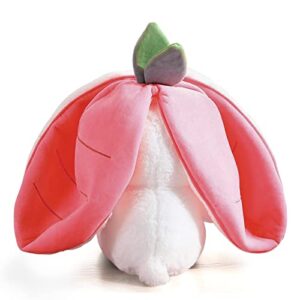 YGSDM Easter Bunny Stuffed Animal, Reversible Bunny Carrot Strawberry Pillow, Cute Squishy Rabbit Sofa Pillow Decoration Doll, Soft Plush Toy for Boys Girls (Strawberry, 7in/18cm)