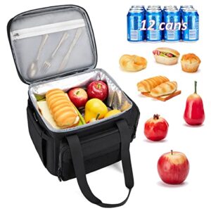 Gafetrey Lunch Box For Men Lunch Bag Women Large Tactical Lunch Cooler Tote Pail,Reusable Insulated Waterproof Adult Driver Worker Fit on Beach Picnic Travel Working Office Gift Outdoor Black