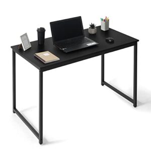 caphaus 47 inch computer desk, home office desk, modern work desk, writing desk for small space, simple desk for home use & office, pc table, gaming desk, space-saving workstation, black