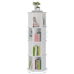 rotating bookshelf tower 360 display 4 tier floor standing spinning bookshelf revolving bookcase white for home living room study office