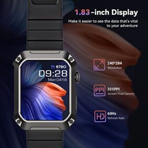 Tank Rival Smartwatch for Men Bluetooth Call(Answer/Dial Call) Military IP69K Waterproof Tactical Smart Watch, 1.83” Big Screen Outdoor Sports Blood Pressure Health Monitor Watch for Android iPhone