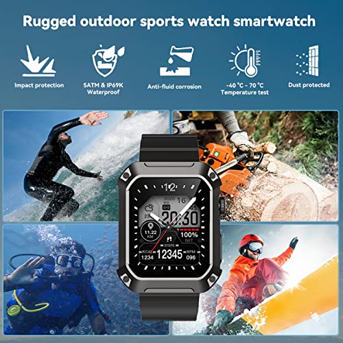 Tank Rival Smartwatch for Men Bluetooth Call(Answer/Dial Call) Military IP69K Waterproof Tactical Smart Watch, 1.83” Big Screen Outdoor Sports Blood Pressure Health Monitor Watch for Android iPhone