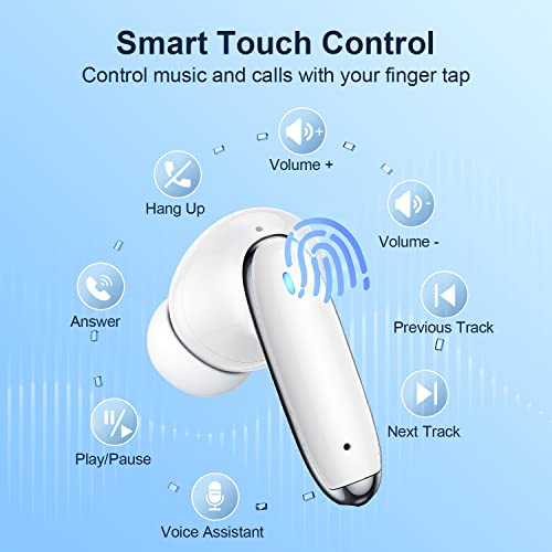 Wireless Earbuds Bluetooth Earbuds with Deep Bass Bluetooth Headphones Noise Cancelling Ear Buds 60Hrs Playtime in-Ear Earphones with Mic for iPhone/Android/Pods