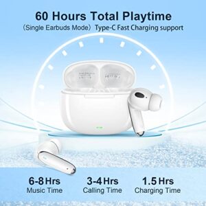 Wireless Earbuds Bluetooth Earbuds with Deep Bass Bluetooth Headphones Noise Cancelling Ear Buds 60Hrs Playtime in-Ear Earphones with Mic for iPhone/Android/Pods