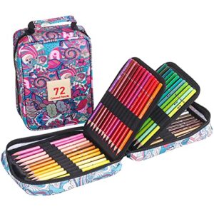 eubuy 72 colored pencils set, oil-based colored pencils for kids adults artists beginners, portable wooden oil colored pencils set with carry bag for drawing, sketching, coloring books, arts supplies