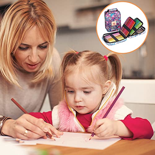 EUBUY 72 Colored Pencils Set, Oil-based Colored Pencils for Kids Adults Artists Beginners, Portable Wooden Oil Colored Pencils Set with Carry Bag for Drawing, Sketching, Coloring Books, Arts Supplies