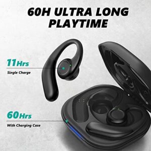 Open Ear Headphones, Bluetooth 5.3 Earbuds with 60H Playtime IPX7 Waterproof Wireless Earbuds Immersive Premium Sound True Wireless Open Ear Earbuds with Earhooks for Running, Walking and Workouts