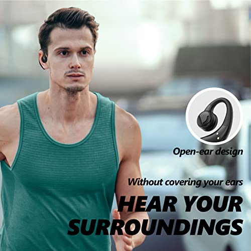 Open Ear Headphones, Bluetooth 5.3 Earbuds with 60H Playtime IPX7 Waterproof Wireless Earbuds Immersive Premium Sound True Wireless Open Ear Earbuds with Earhooks for Running, Walking and Workouts