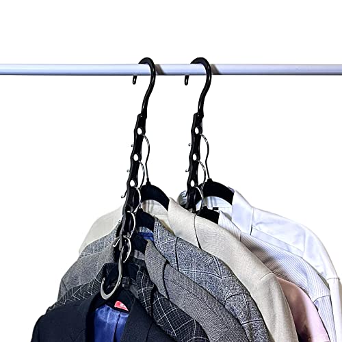 EHENMALOM Magic Coat Hangers 10 Pack, 5 Holes Black Standard Hangers, Space Saving Plastic Hangers, Sturdy & Widely Use Hangers for Clothes, Premium Smart Sturdy Hanger Hooks, Home & Storage necessity