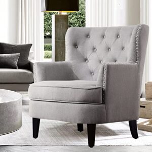 rosevera atlas furniture reading arm living room comfy small accent chairs for bedroom, standard, velvet smoky gray