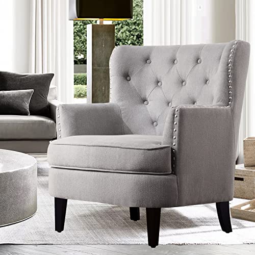 Rosevera Atlas Furniture Reading Arm Living Room Comfy Small Accent Chairs for Bedroom, Standard, Velvet Smoky Gray