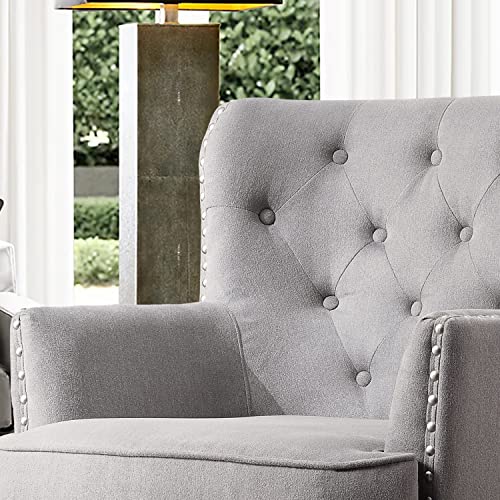 Rosevera Atlas Furniture Reading Arm Living Room Comfy Small Accent Chairs for Bedroom, Standard, Velvet Smoky Gray