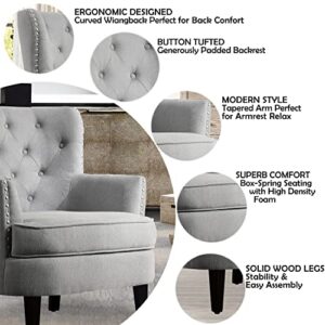 Rosevera Atlas Furniture Reading Arm Living Room Comfy Small Accent Chairs for Bedroom, Standard, Velvet Smoky Gray