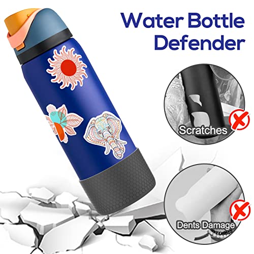 BABORUI 2Pcs Water Bottle Boot Compatible With Owala Water Bottle 24oz, Protective Silicone Boot Sleeve for Owala Freesip, Twist, Flip Water Bottle (Grey)