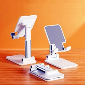 bodbop Cell Phone Stand for Desk Mobile Phone Holder Desktop Cell Phone Bracket Desk Foldable Phone Support Dock Compatible with iPhone Pro Max Plus Android Smartphone Stands Tabletop Holders (White)