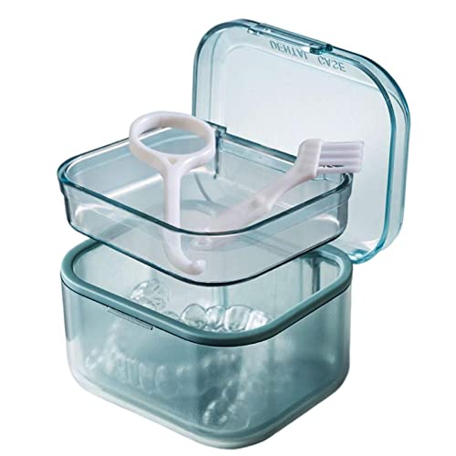 Kumprohu Denture Case - Retainer Box,Denture Cup Holder Case Travel Leak Proof with Lid Waterproof, Denture Retainer Bath Box Storage Soaking Case