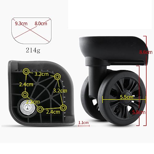 Zoofen Luggage Wheels Replacement Black Suitcase Wheels Replacement Suitcase Caster Wheels with 5 Screw Holes(Z311)